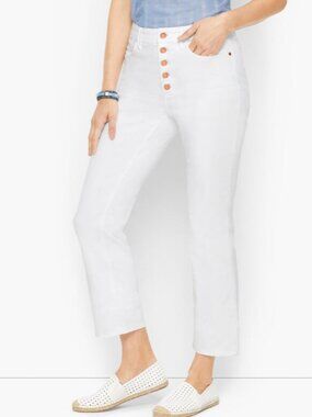 Talbots Petites White Demi Boot Ankle Jeans Size 14P